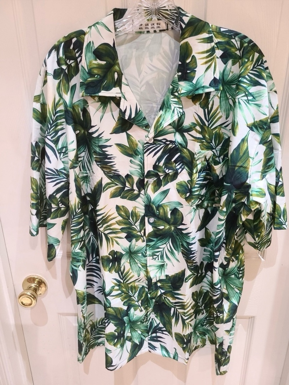 Tropical Green Leaf Button-Up Shirt